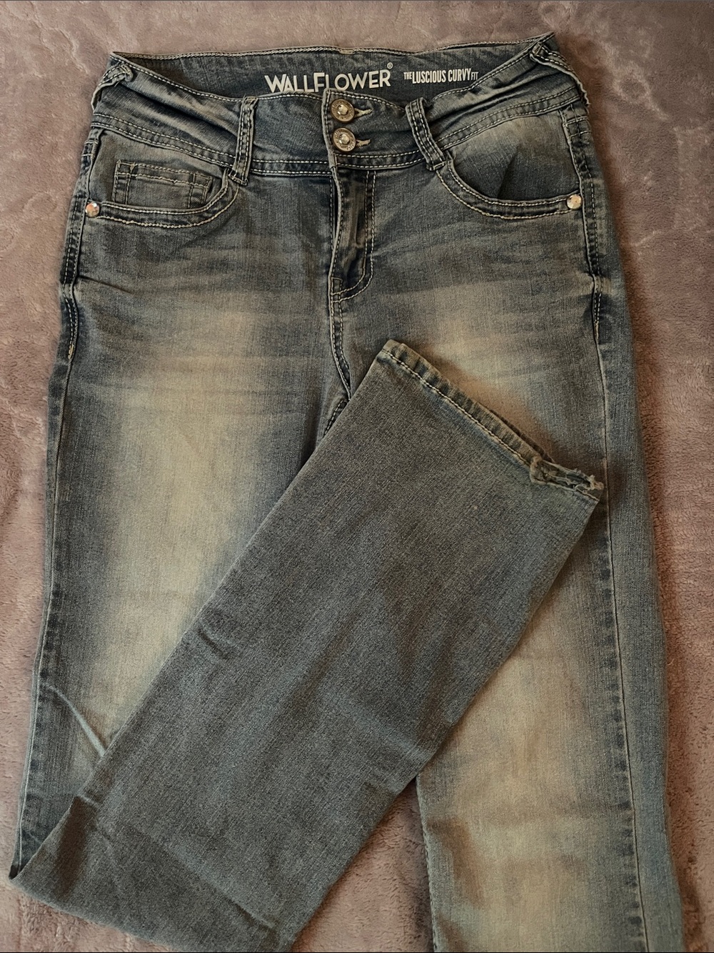 Wallflower Women's Washed Gray Boot Cut Jeans